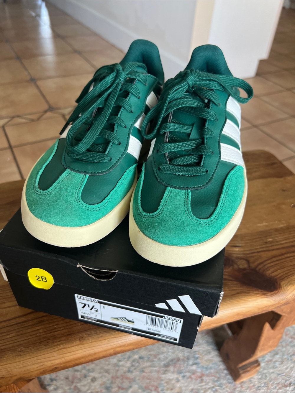 adidas Green and White Retro Low-Top Sneakers
